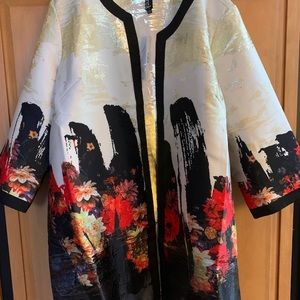 Artsy Mulitcolor Metallic Duster-Plus Size 2x